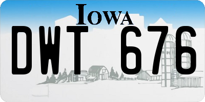 IA license plate DWT676