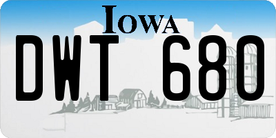 IA license plate DWT680