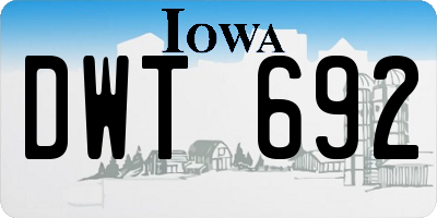 IA license plate DWT692