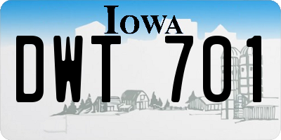 IA license plate DWT701