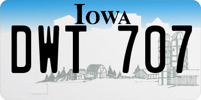 IA license plate DWT707