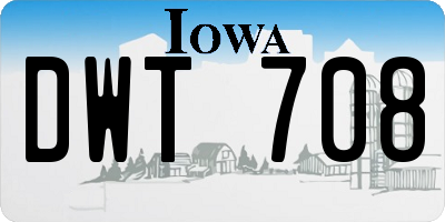 IA license plate DWT708