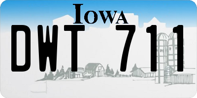 IA license plate DWT711