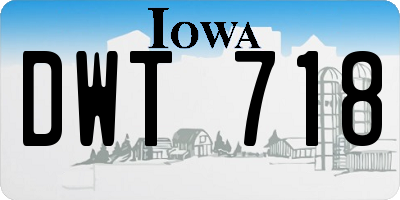 IA license plate DWT718