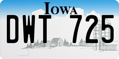 IA license plate DWT725