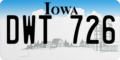 IA license plate DWT726