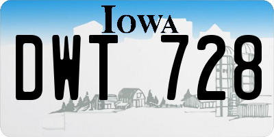 IA license plate DWT728