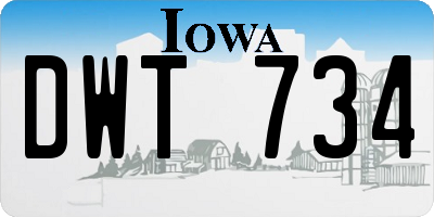 IA license plate DWT734