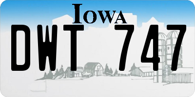 IA license plate DWT747