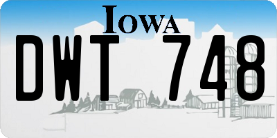 IA license plate DWT748