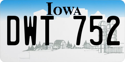 IA license plate DWT752