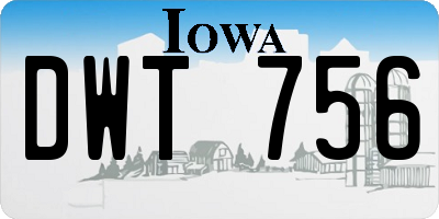 IA license plate DWT756