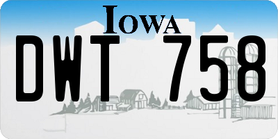 IA license plate DWT758