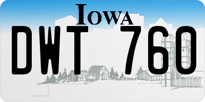 IA license plate DWT760