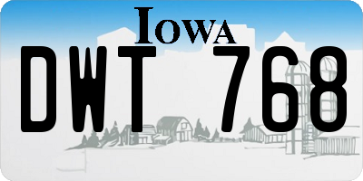 IA license plate DWT768