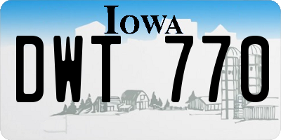 IA license plate DWT770