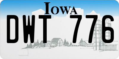 IA license plate DWT776