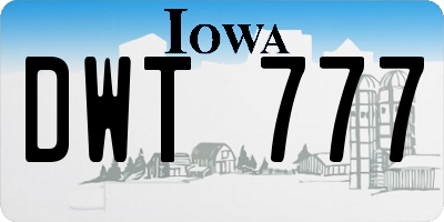 IA license plate DWT777