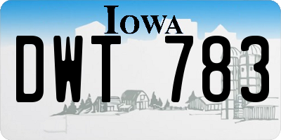IA license plate DWT783