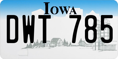 IA license plate DWT785