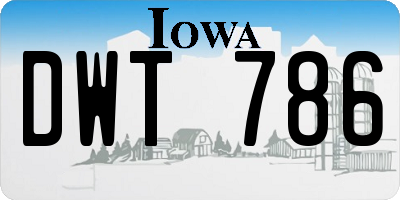 IA license plate DWT786