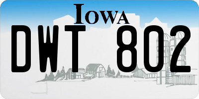 IA license plate DWT802
