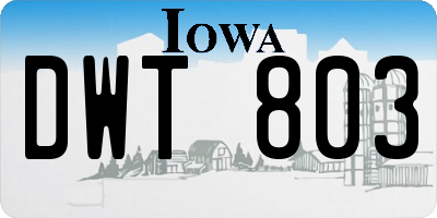 IA license plate DWT803