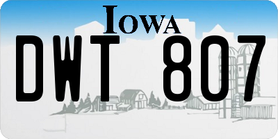 IA license plate DWT807