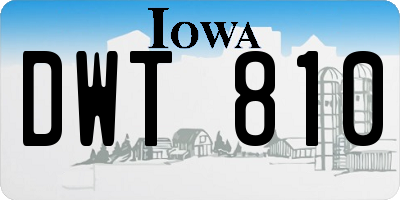IA license plate DWT810