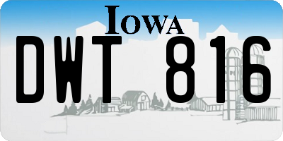 IA license plate DWT816