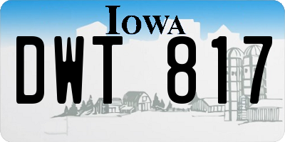 IA license plate DWT817