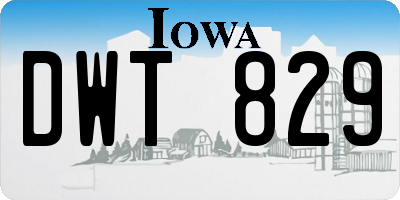IA license plate DWT829