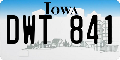IA license plate DWT841