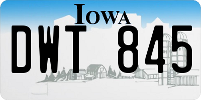 IA license plate DWT845