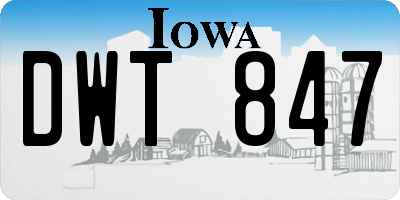 IA license plate DWT847