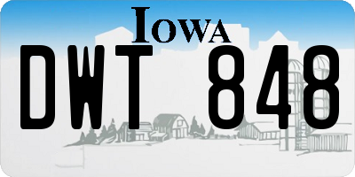 IA license plate DWT848