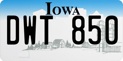 IA license plate DWT850