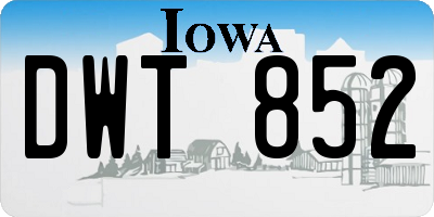 IA license plate DWT852