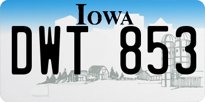 IA license plate DWT853