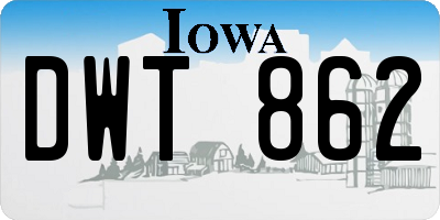 IA license plate DWT862