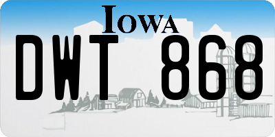 IA license plate DWT868