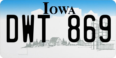 IA license plate DWT869