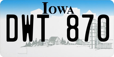 IA license plate DWT870