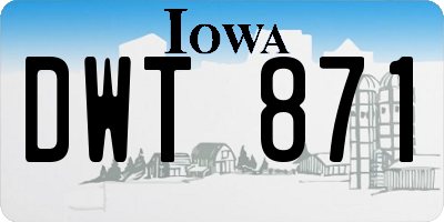 IA license plate DWT871