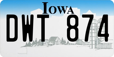 IA license plate DWT874