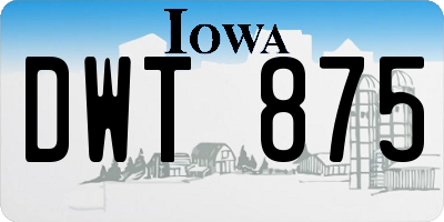 IA license plate DWT875