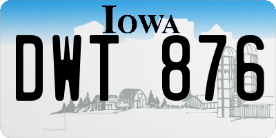 IA license plate DWT876