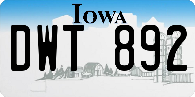 IA license plate DWT892