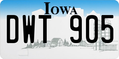 IA license plate DWT905