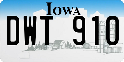 IA license plate DWT910